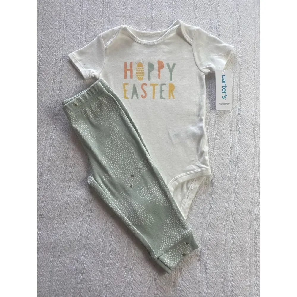 CARTER’S BABY BOY 12M Hoppy Easter Bodysuit and Pants Set